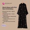 Black Abaya with Pink Bow Embroidery