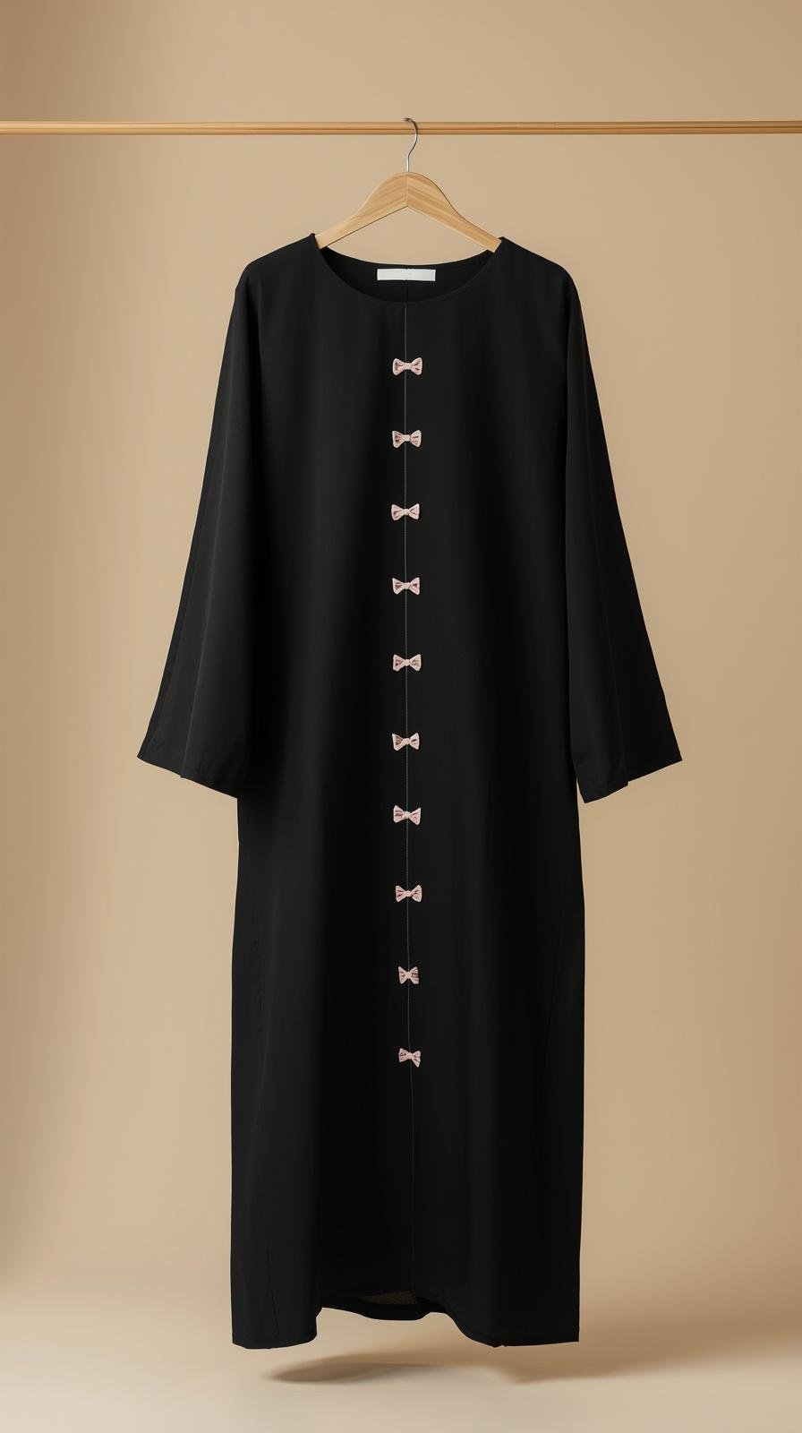 Black Abaya with Pink Bow Embroidery by ZEEFAH Clothing and Tailoring in Islamabad