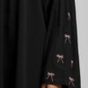 Black Abaya with Pink Bow Embroidery by ZEEFAH Clothing and Tailoring in Islamabad