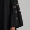 Black Abaya with Pink Bow Embroidery by ZEEFAH Clothing and Tailoring in Islamabad