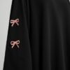 Black Abaya with Pink Bow Embroidery by ZEEFAH Clothing and Tailoring in Islamabad