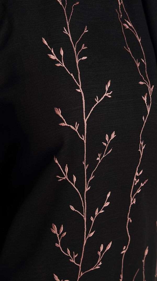 Black Abaya with Pink Bow Embroidery by ZEEFAH Clothing and Tailoring in Islamabad