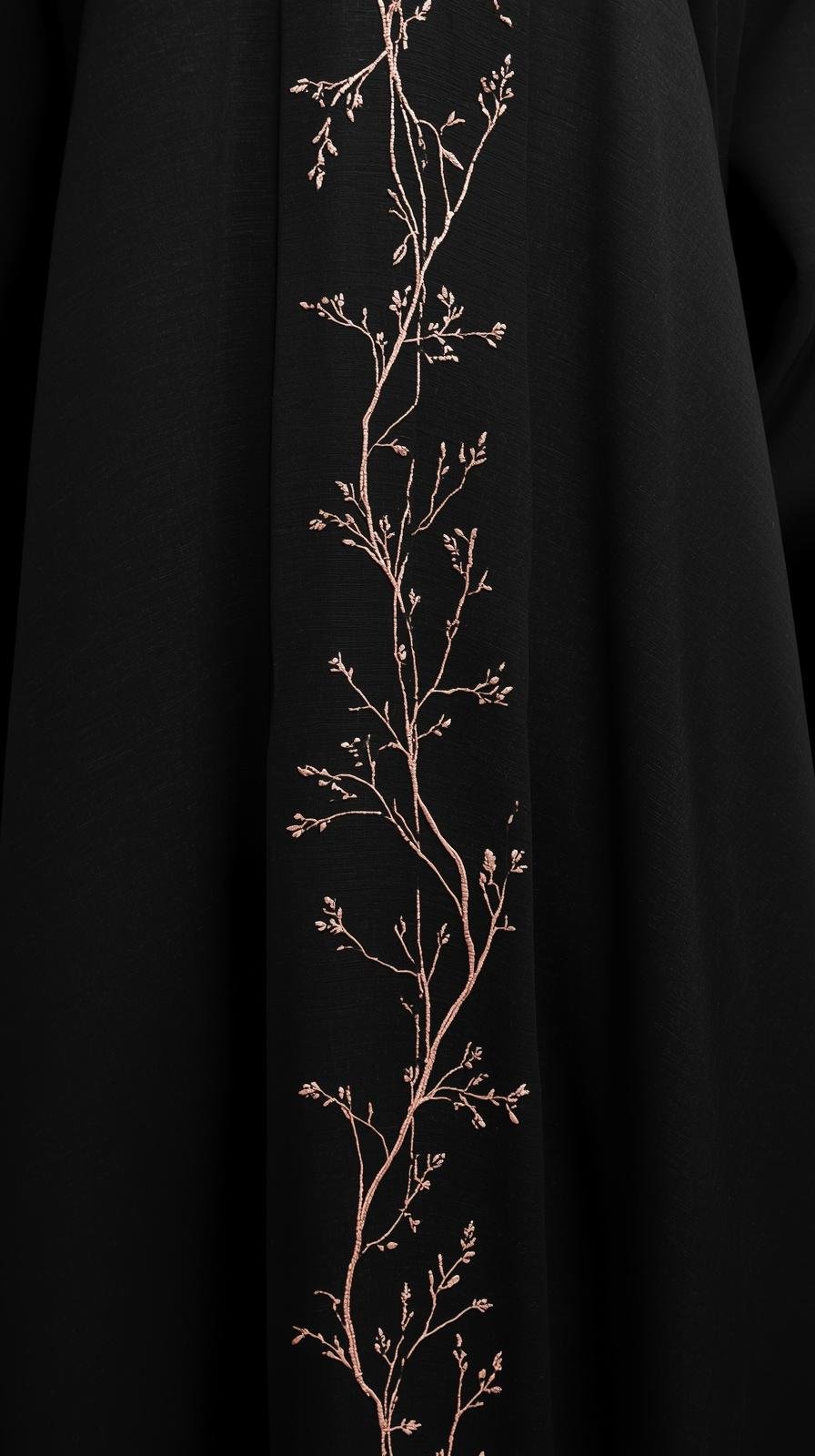 Black Abaya with Pink Bow Embroidery by ZEEFAH Clothing and Tailoring in Islamabad
