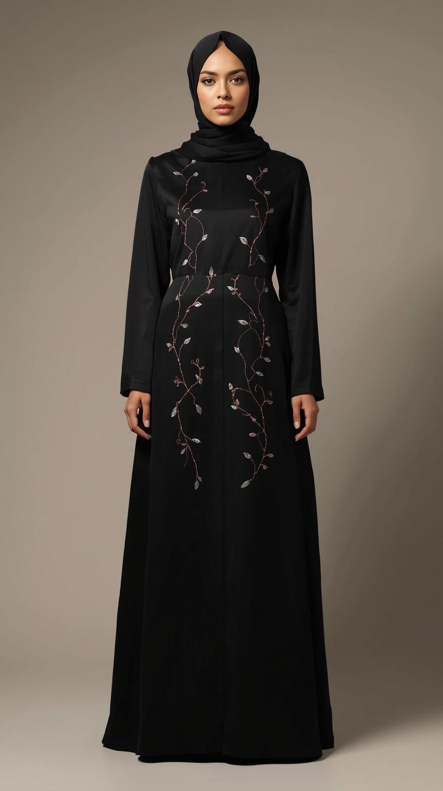 black-abaya-with-pink-bow-embroidery