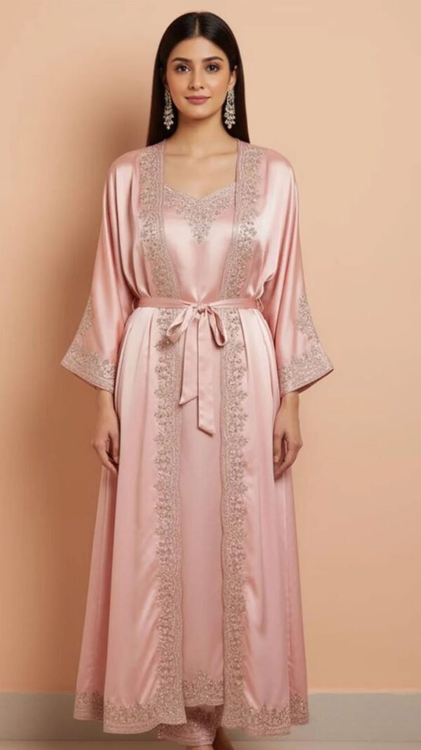 Customizable Luxury Night Gown Set by ZEEFAH Clothing and Tailoring in Islamabad