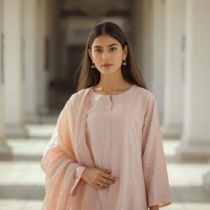 University girl wearing modest summer suit stitched in Islamabad by ZEEFAH Clothing and Tailoring in Islamabad (3)