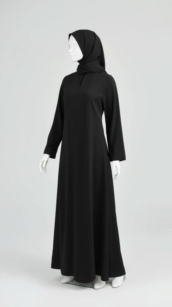 Basic A-Line Abaya (Standard Silhouette) by ZEEFAH Clothing and Tailoring in Islamabad (4)
