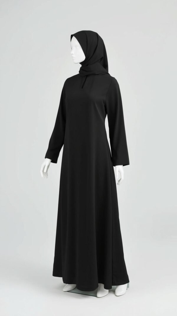 Basic A-Line Abaya (Standard Silhouette) by ZEEFAH Clothing and Tailoring in Islamabad (4)