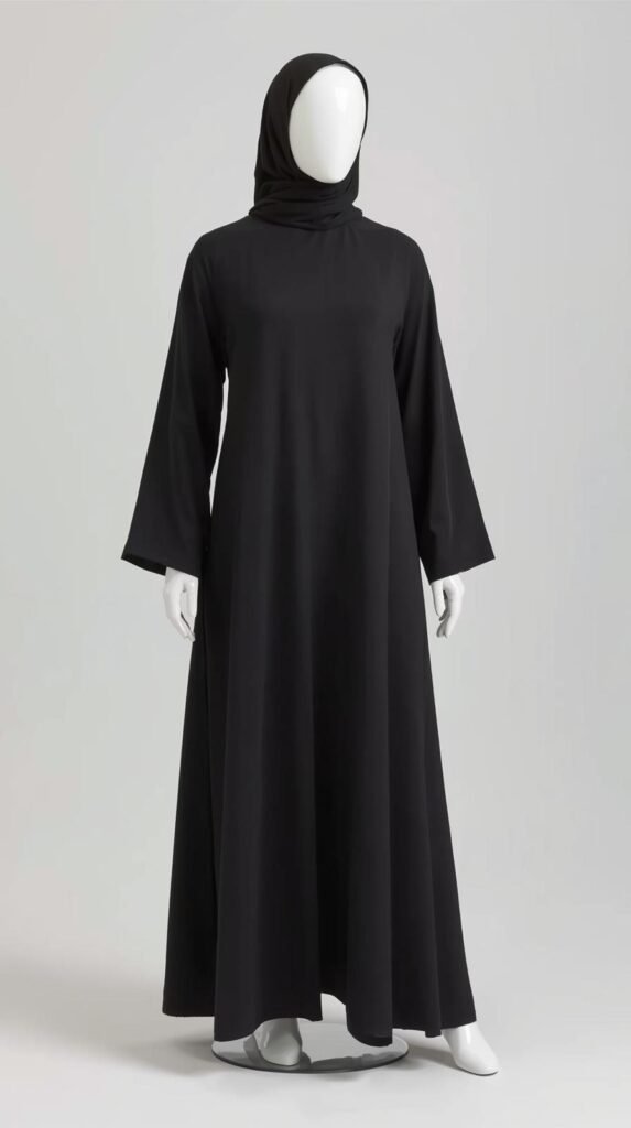 Basic A-Line Abaya (Standard Silhouette) by ZEEFAH Clothing and Tailoring in Islamabad (4)