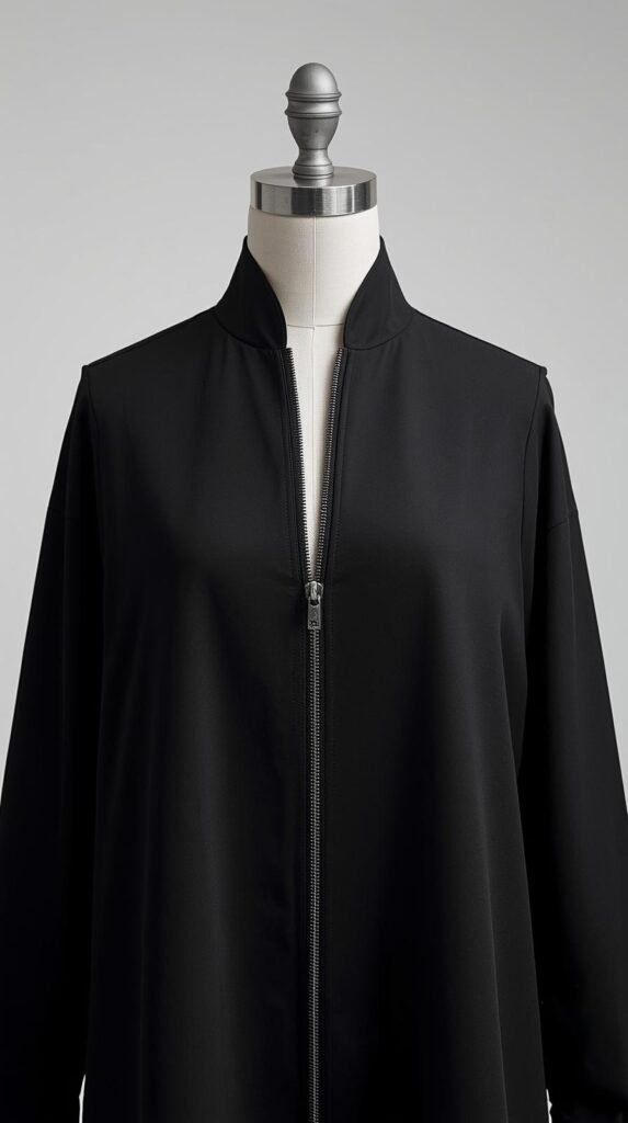 Open Front Abaya with Full Zip by ZEEFAH Clothing and Tailoring in Islamabad