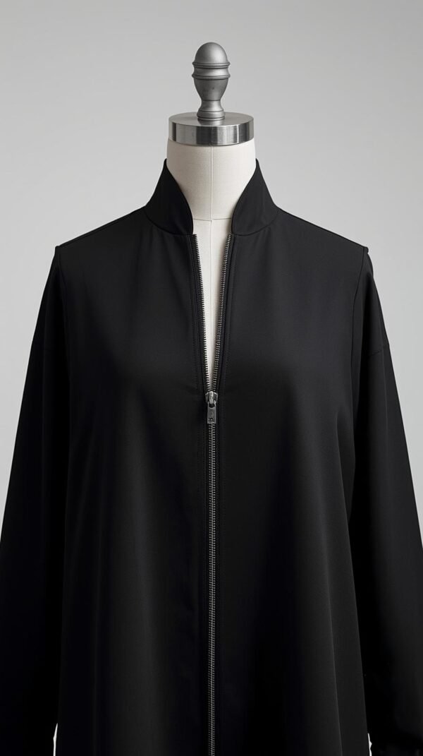Open Front Abaya with Full Zip by ZEEFAH Clothing and Tailoring in Islamabad