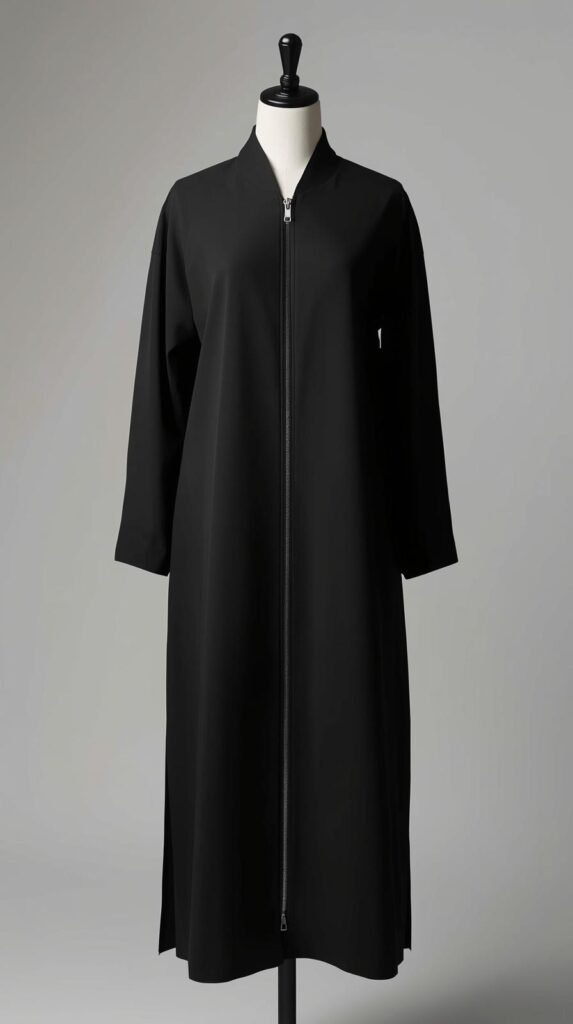 Open Front Abaya with Full Zip by ZEEFAH Clothing and Tailoring in Islamabad