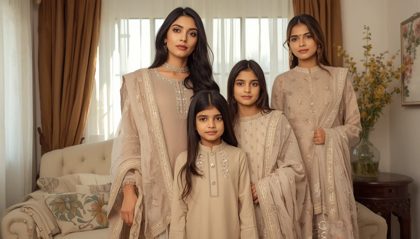 Family matching dresses stitching in Pakistan for Eid and weddings